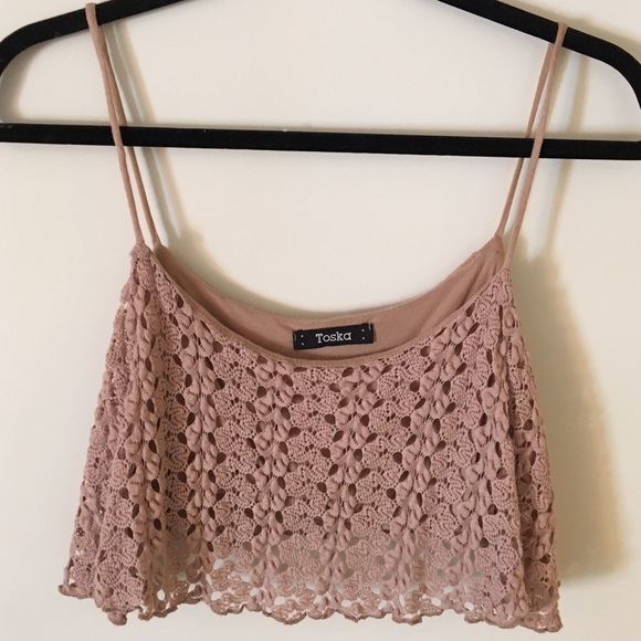 Crochet Beige Crop Top - Picture 1 of 2
