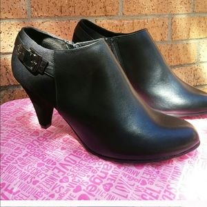 Black leather booties