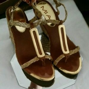 MIA sandals with gold accents