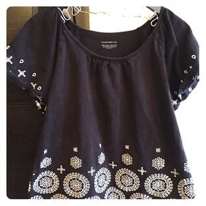 CLEAR OUT Black Embroidered Short Sleeve Top