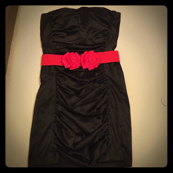 Black strapless cocktail dress