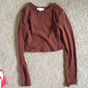 Brown long sleeve crop top