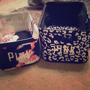 Pink storage boxes