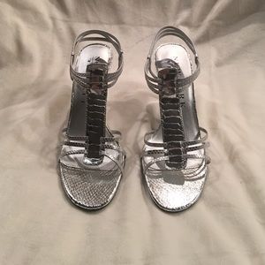 Silver Strappy sandals/ never been worn!