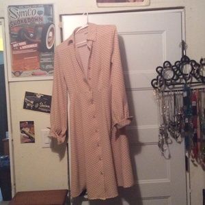 Eva Mendes polka dot button down dress