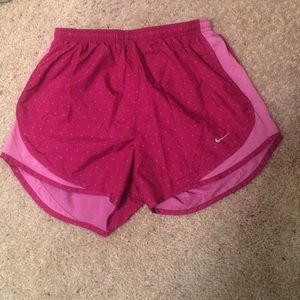 Pink nike tempo shorts with triangles
