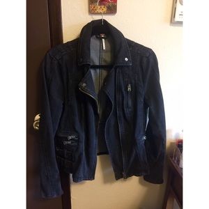 Free people black denim fitted jacket