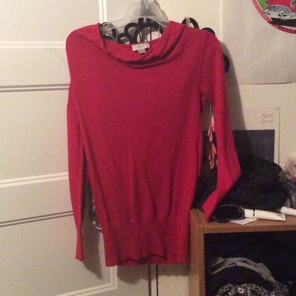 Red cowl neck sweater