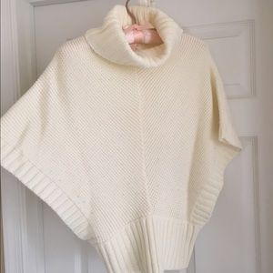 Ivory Turtleneck Poncho Sweater Size S