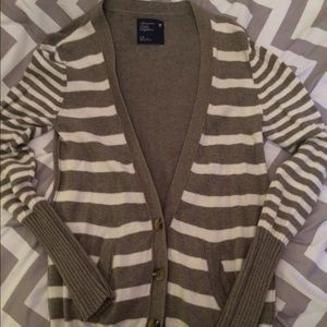 Beige and white striped cardigan