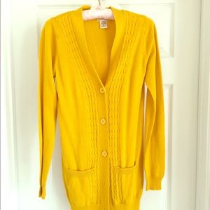 Long Mustard Yellow Cardigan Size M