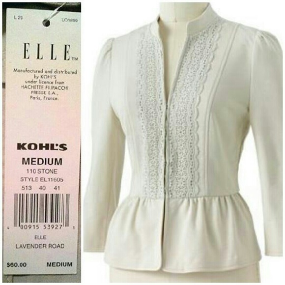 ELLE for Kohls Crocheted Peplum Jacket