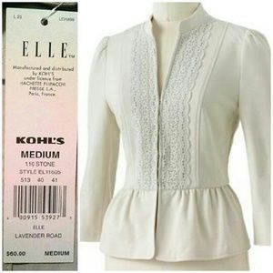 ELLE for Kohls Crocheted Peplum Jacket