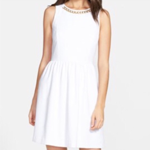 Kensie chain detail fit & flair dress