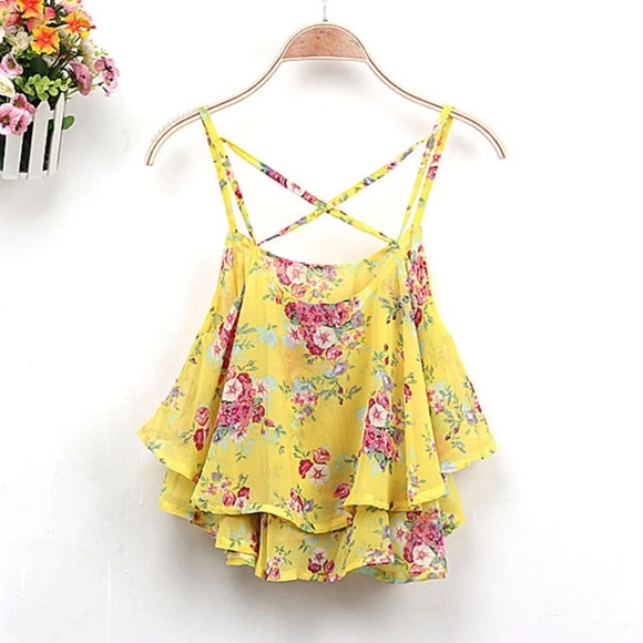 Floral Crop Top - Yellow