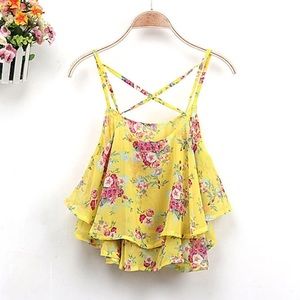 Floral Crop Top - Yellow