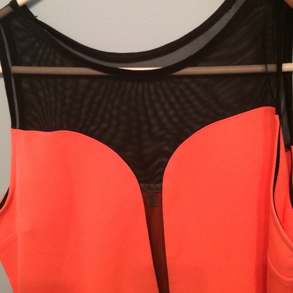 SOLD in bundle! Neon pink top. With sheer top - Picture 2 of 4