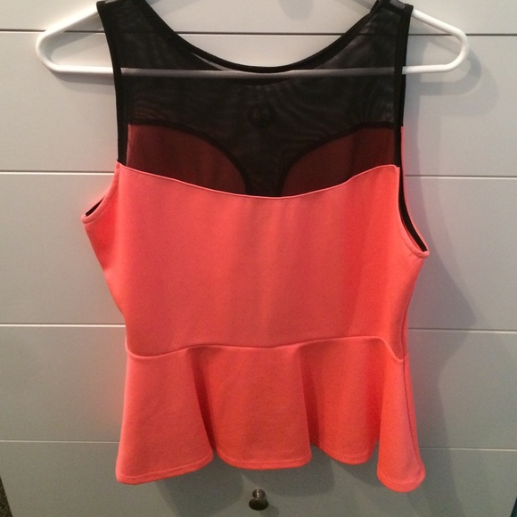 SOLD in bundle! Neon pink top. With sheer top - Picture 3 of 4