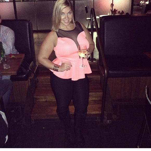 SOLD in bundle! Neon pink top. With sheer top - Picture 4 of 4