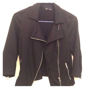 Black Cotton Moto Jacket
