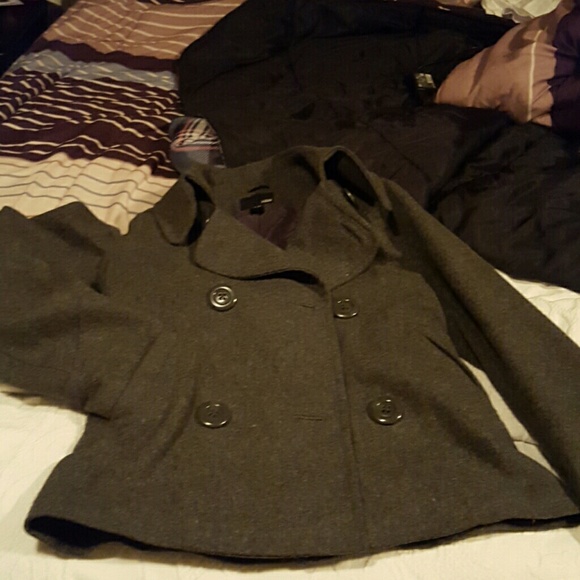 H and M short grey pea coat - Picture 1 of 3