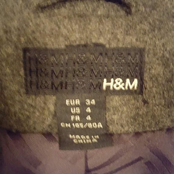H and M short grey pea coat - Picture 2 of 3