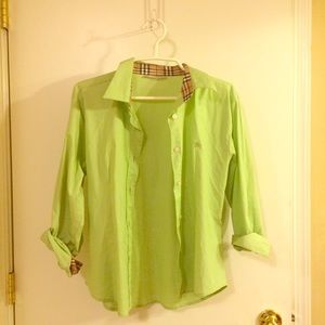 BURBERRY Lime green button-up