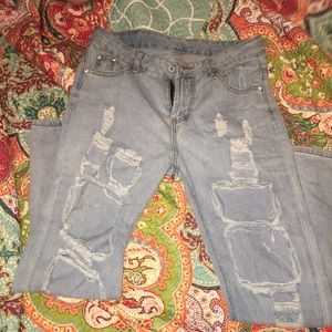 Distressed boyfriend jeans