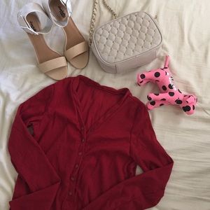 BRAND NEW Red ribbed thermal bodysuit romper