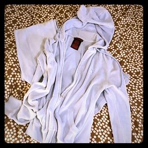 Playboy lounge suit in soft velour, baby blue