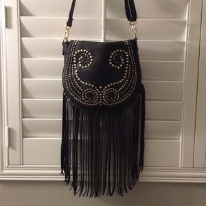 Black and gold embellished cross body bag