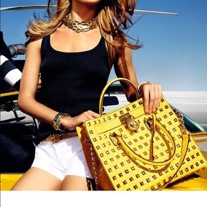 Authentic Michael Kors yellow large Hamilton bag