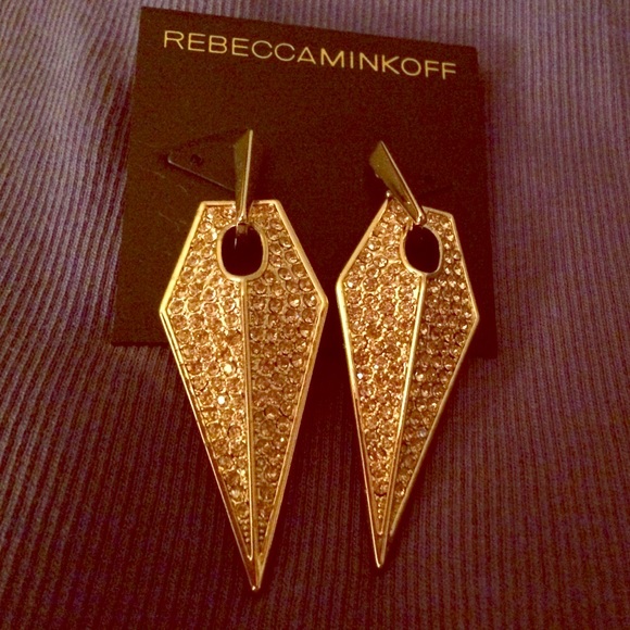 Rebecca Minkoff gold Crystal drop earrings