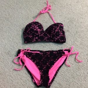 Pink and Black Bikini