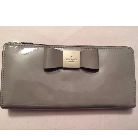 Kate Spade patent leather nisha zip wallet grey