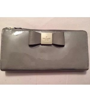 Kate Spade patent leather nisha zip wallet grey