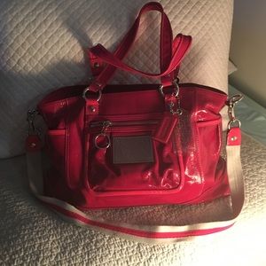 Coach #14376 Poppy patent tote. Lining , some ink