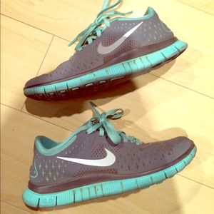 Nike Free 4.0 V.2 grey & Aqua running shoes