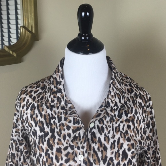 J. CREW Leopard Print Button Up Long Sleeve M