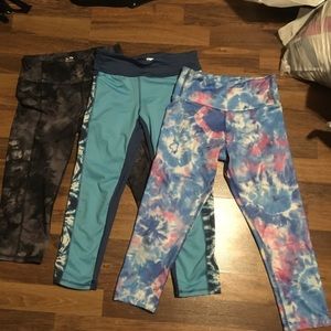Tie-dye athletic tights bundle