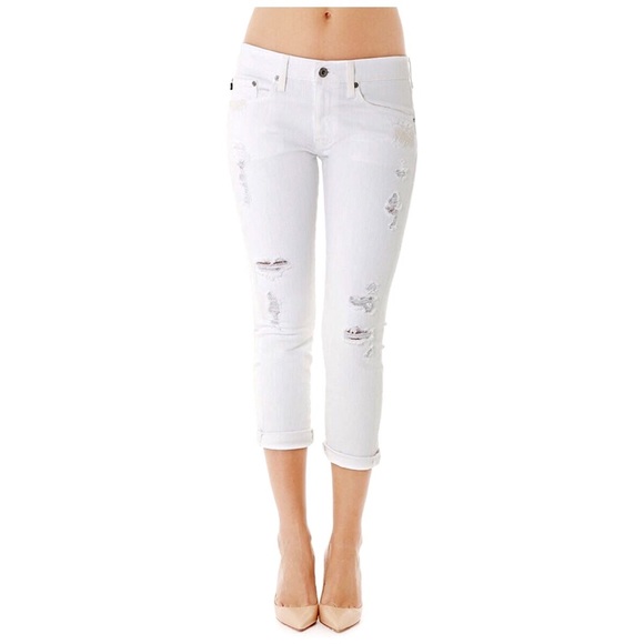 AG White Slim Ex-Boyfriend Jeans