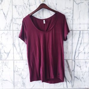 RVCA maroon cut out back t shirt