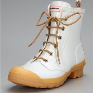 White/Tan Hunter Lace-Up Rainboots ☔️