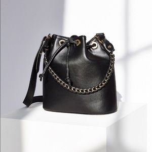 black bucket bag