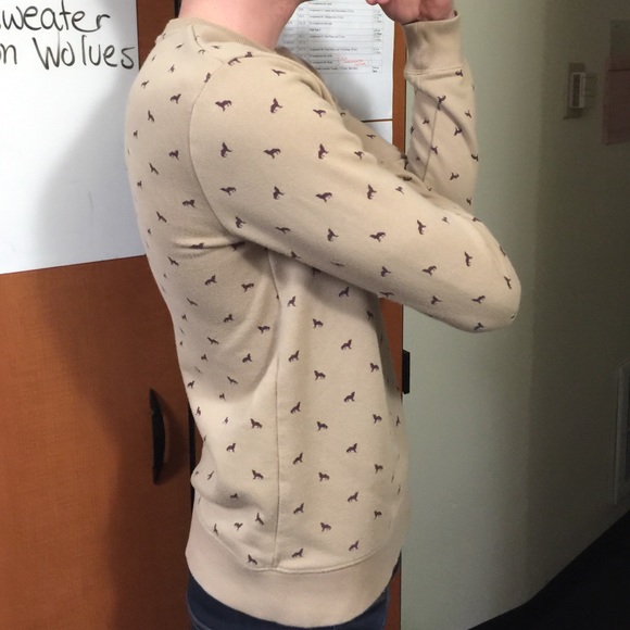 Tan sweater (maroon design) - Picture 2 of 3