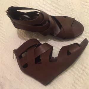 Strappy brown wedges