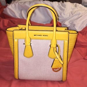 Michael Kors Colette Canvas Croc Embossed Small