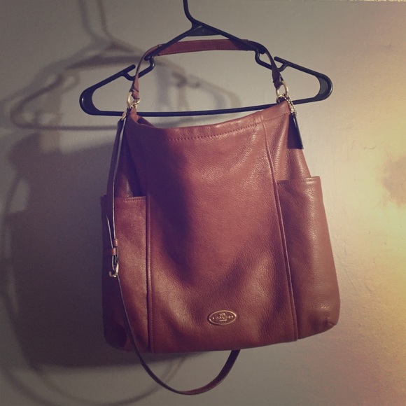 Brown leather coach purse