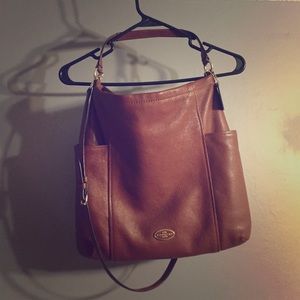 Brown leather coach purse