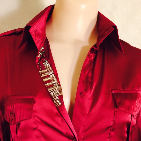 Tops - Red button up top FINAL CLEARANCE